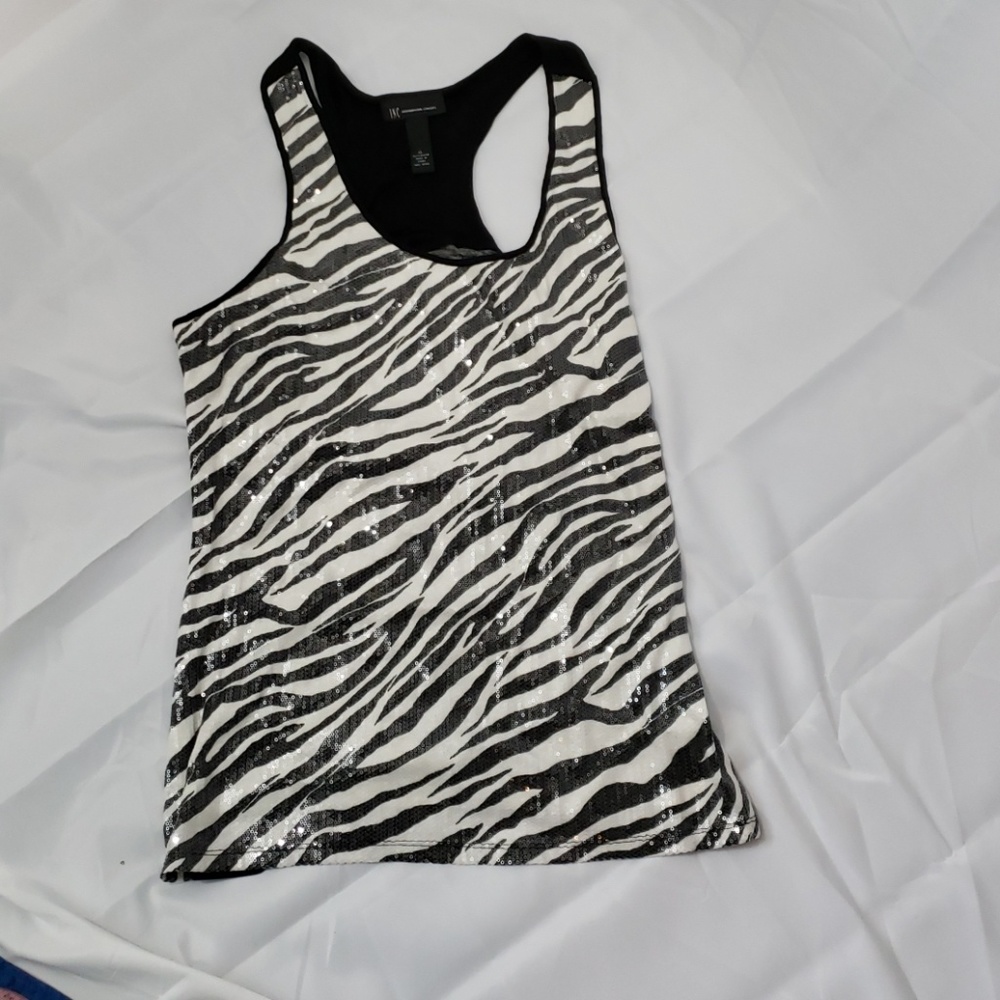 Sparkly Sequin Zebra Print Tank Top. - image 1